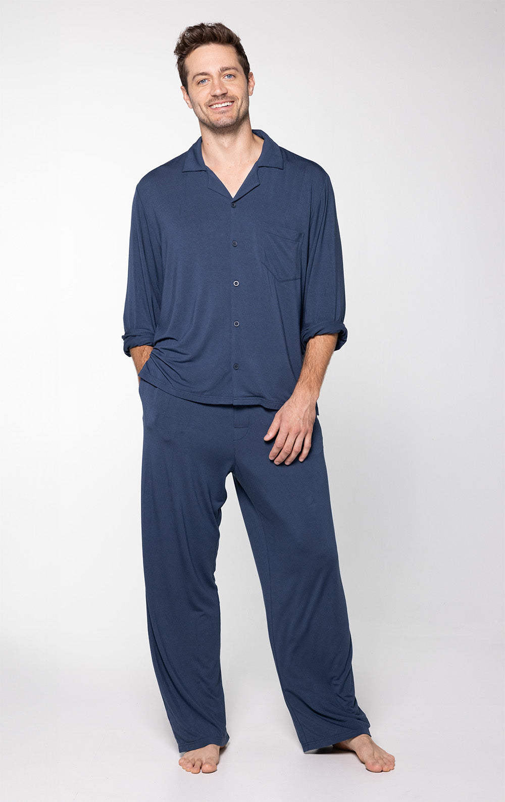 dress shirt pajamas Petite Plume Men's Twill Pajama Set in White with Red Piping S
