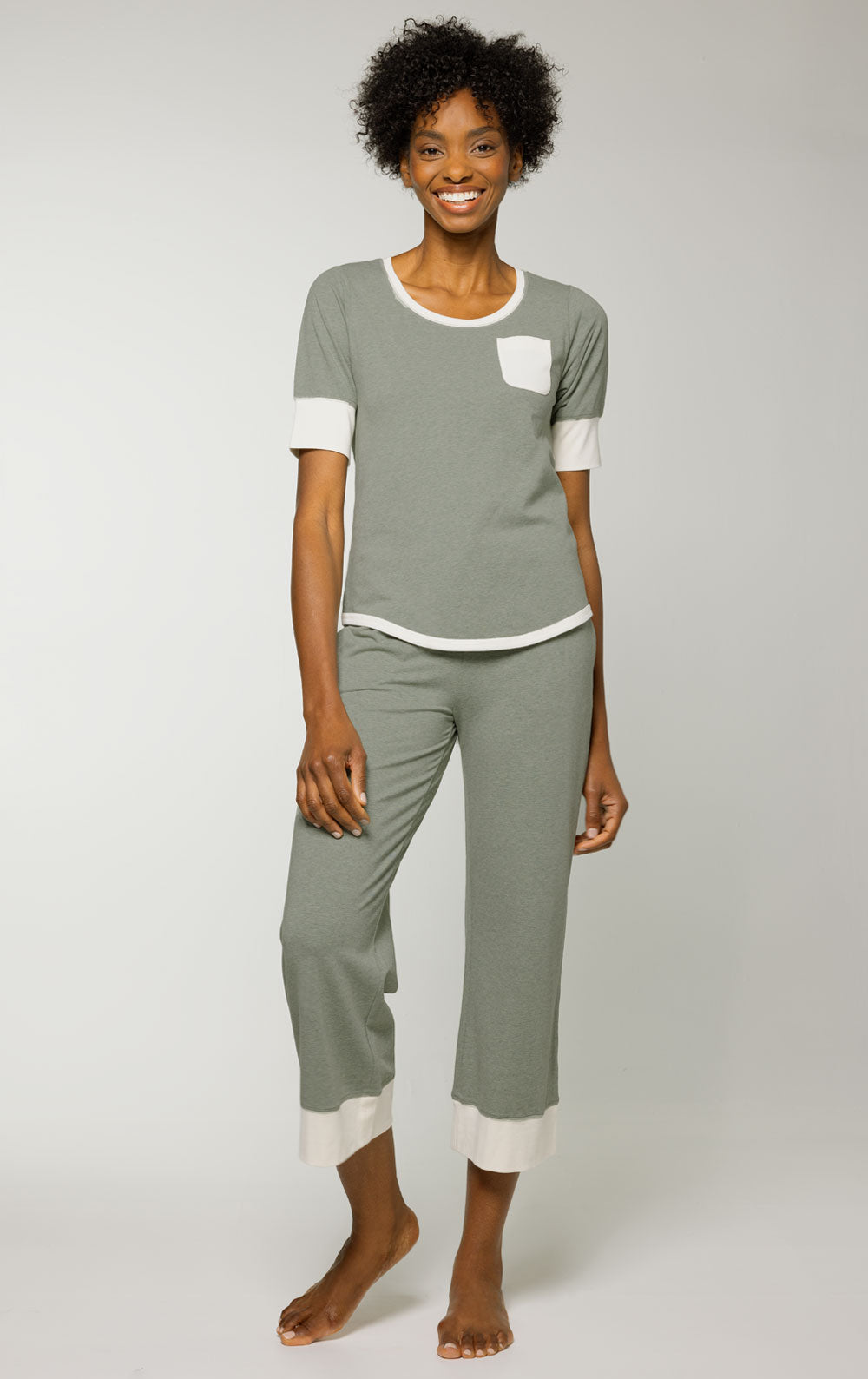 Fishers Finery Women's Tranquil Dreams Capri Pajama Set - Short Sleeve, Button-Front, EcoFabric