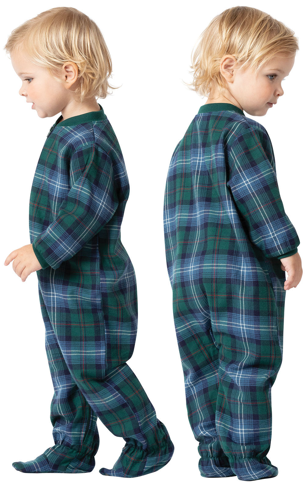 Pajamas Newborn Flannel Onesie Baby Plaid Bear Fleece Zip-Up