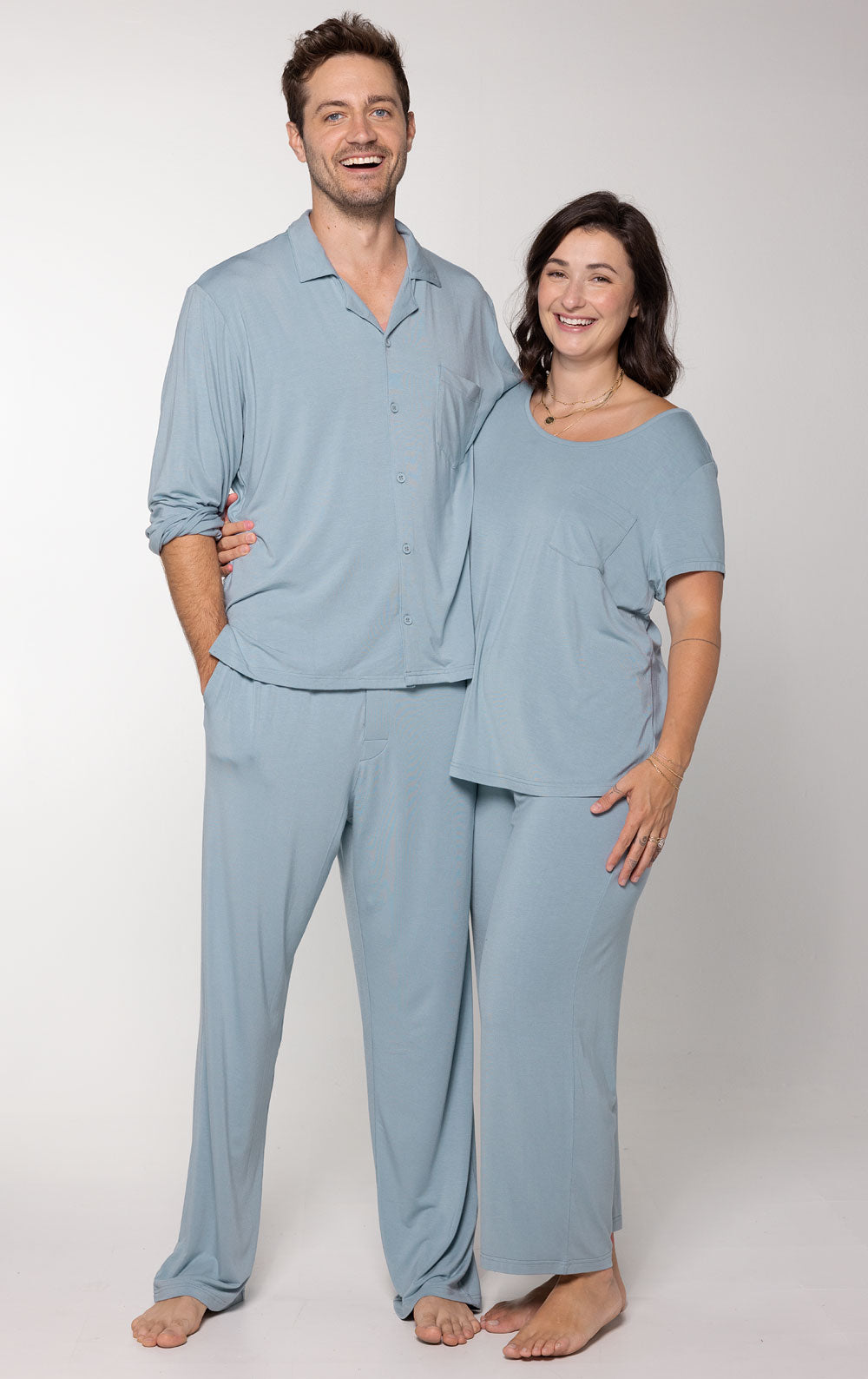 Consciously Cozy Capri & Button-Front Couples Pajamas