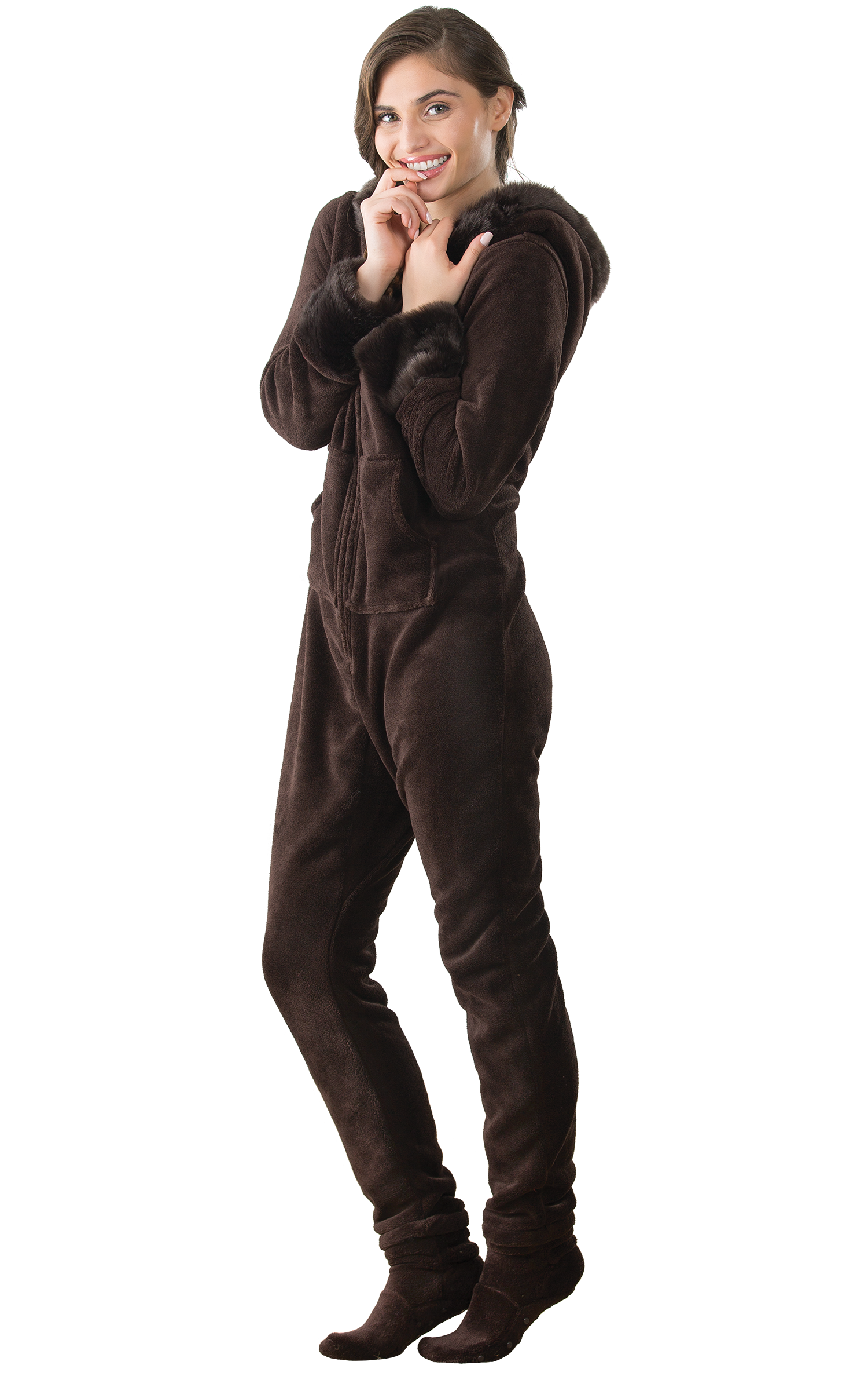 Hoodie-Footie For Women - Mink