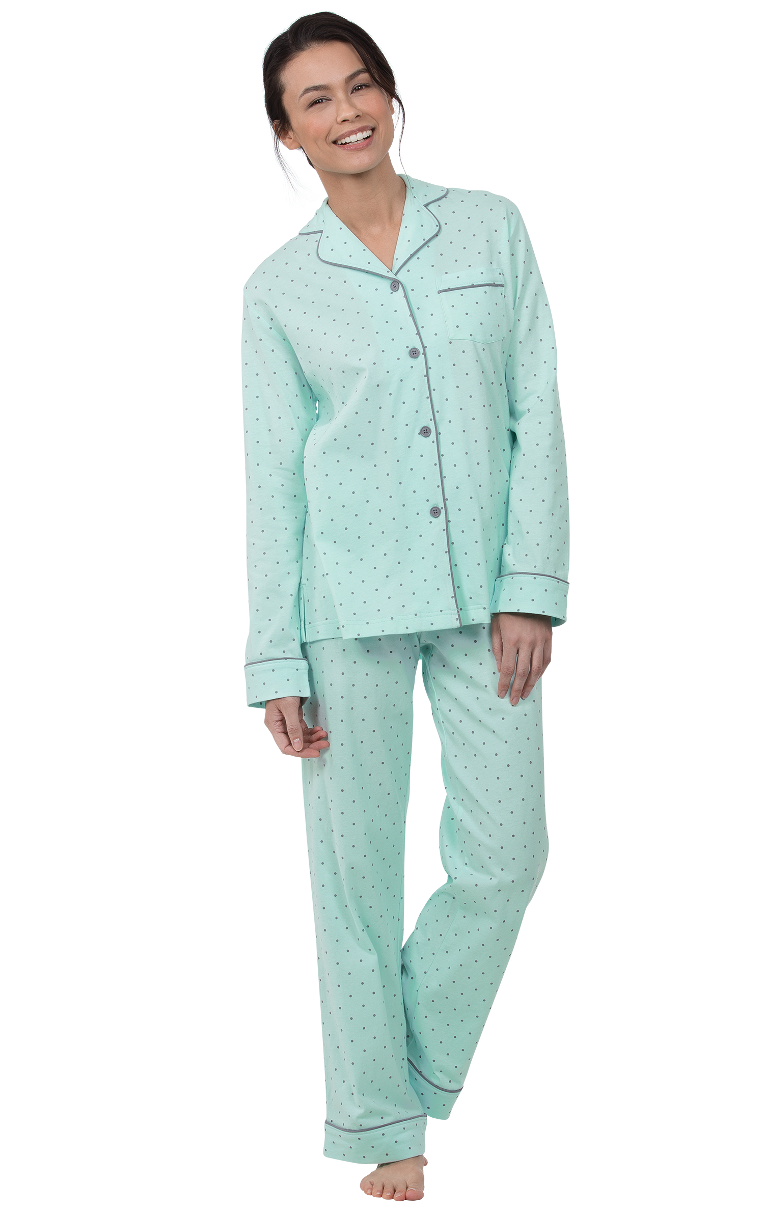 Classic Polka-Dot Button-Front Pajamas