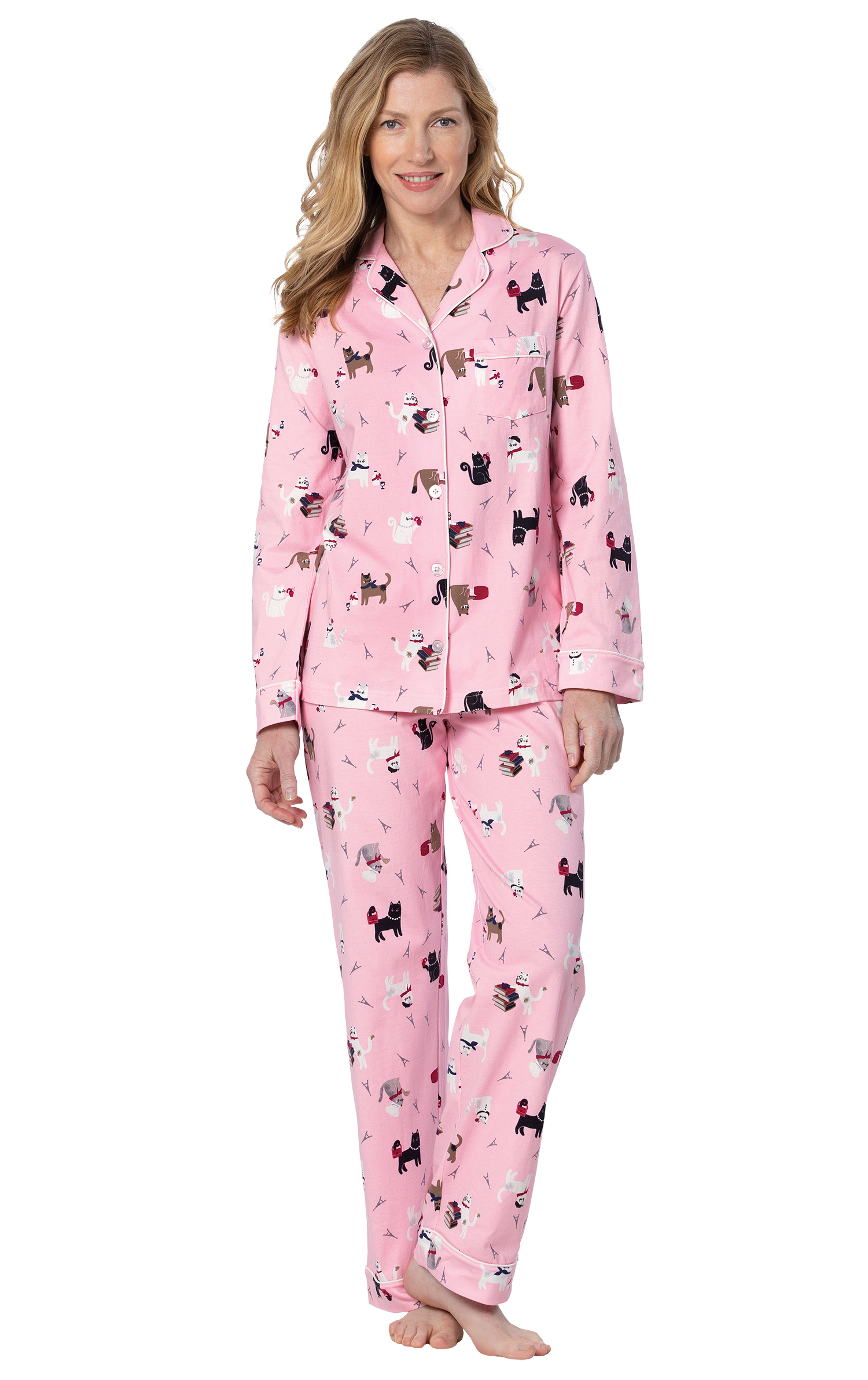 Kitty In Paris Button-Front Pajamas