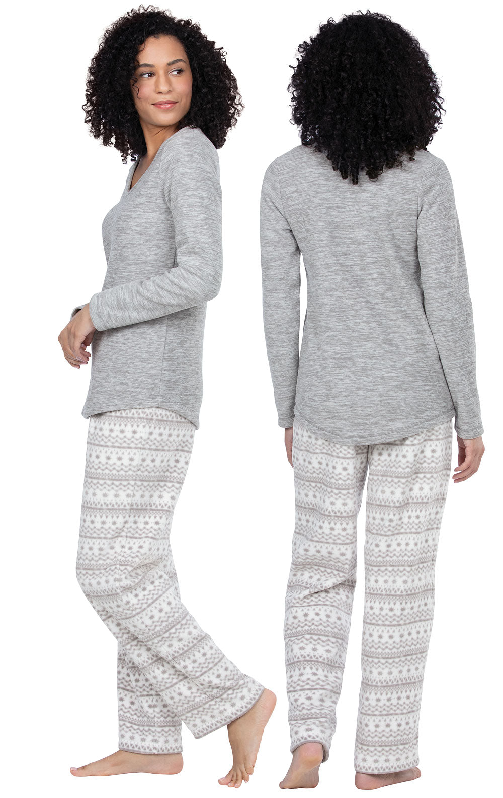 Lightweight Fleece Pullover Pajamas - Gray Fair Isle - Final Sale