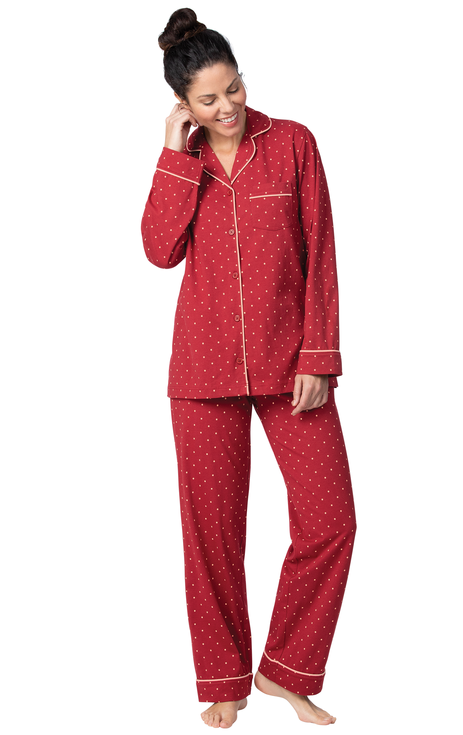 Classic Polka-Dot Button-Front Pajamas