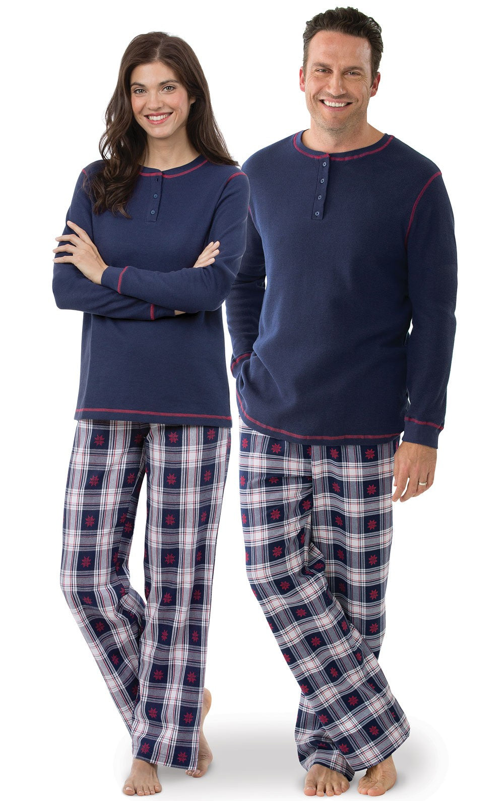 Snowfall Plaid Couples Matching Pajamas