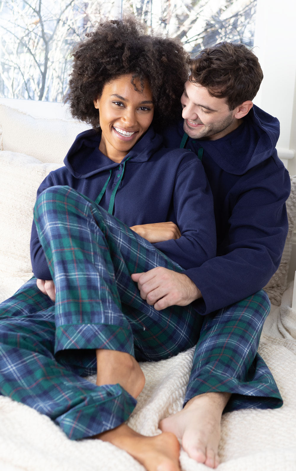 Heritage Plaid Hoodie Couples Pajamas