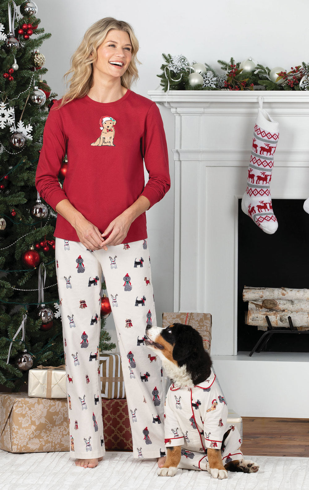 Flannel pajamas with dogs on them sale