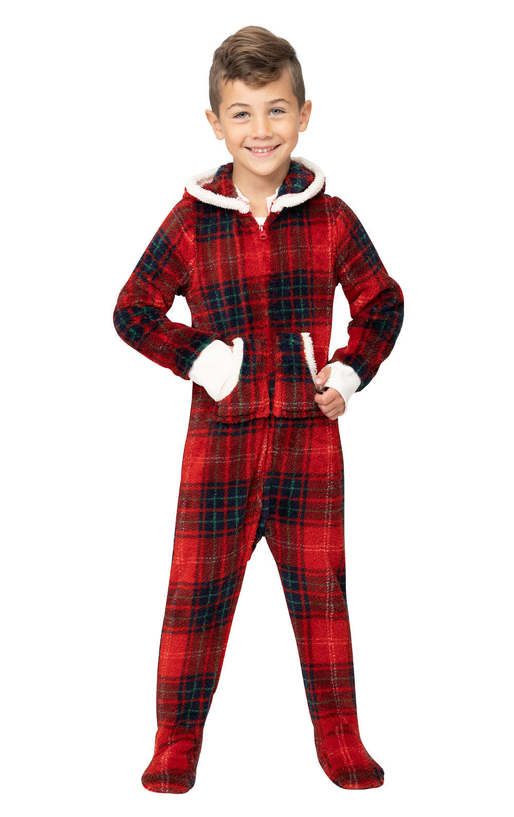 Cozy Holiday Hoodie-Footie Boys Pajamas