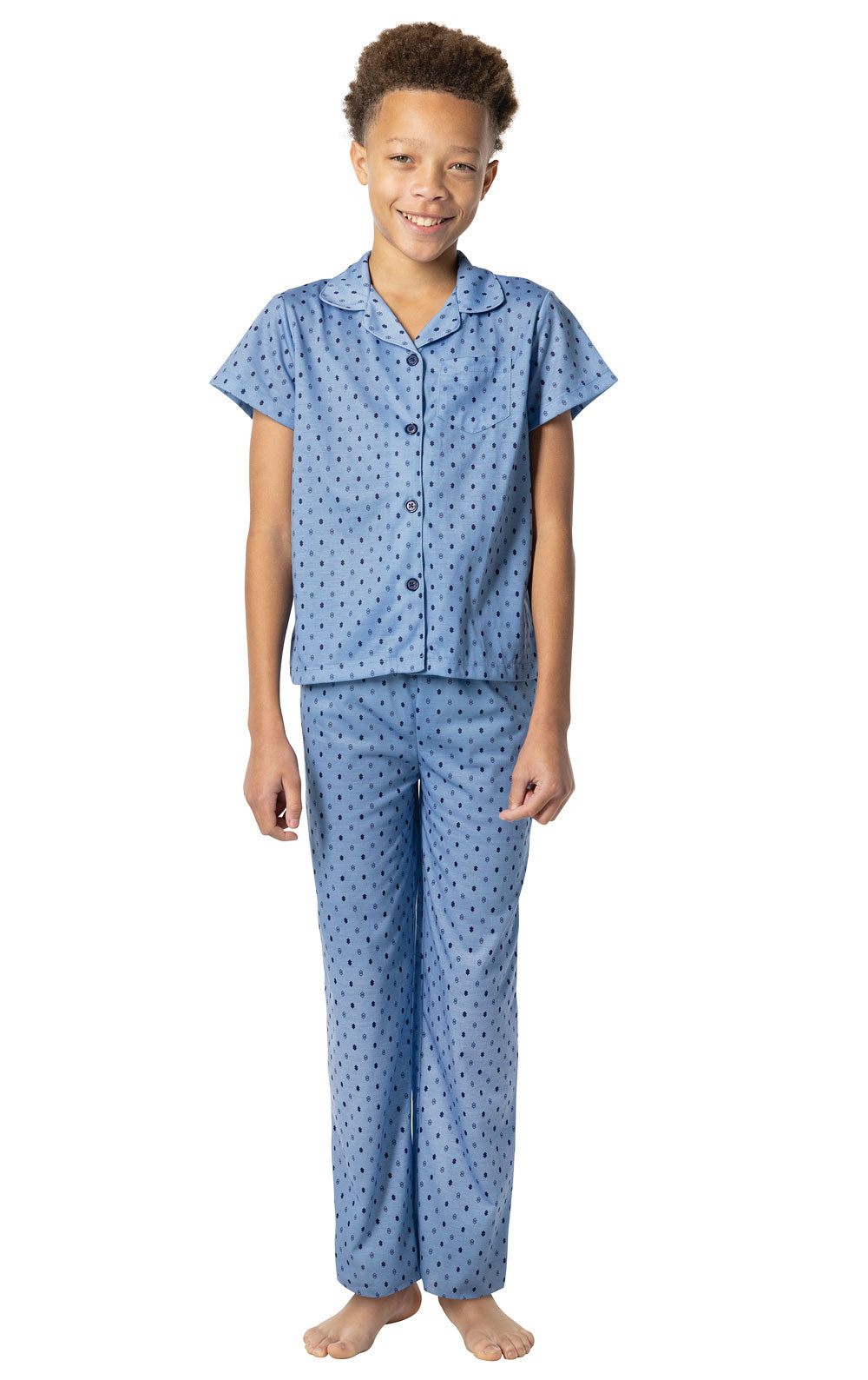 Short Sleeve Button-Front Boys Pajamas