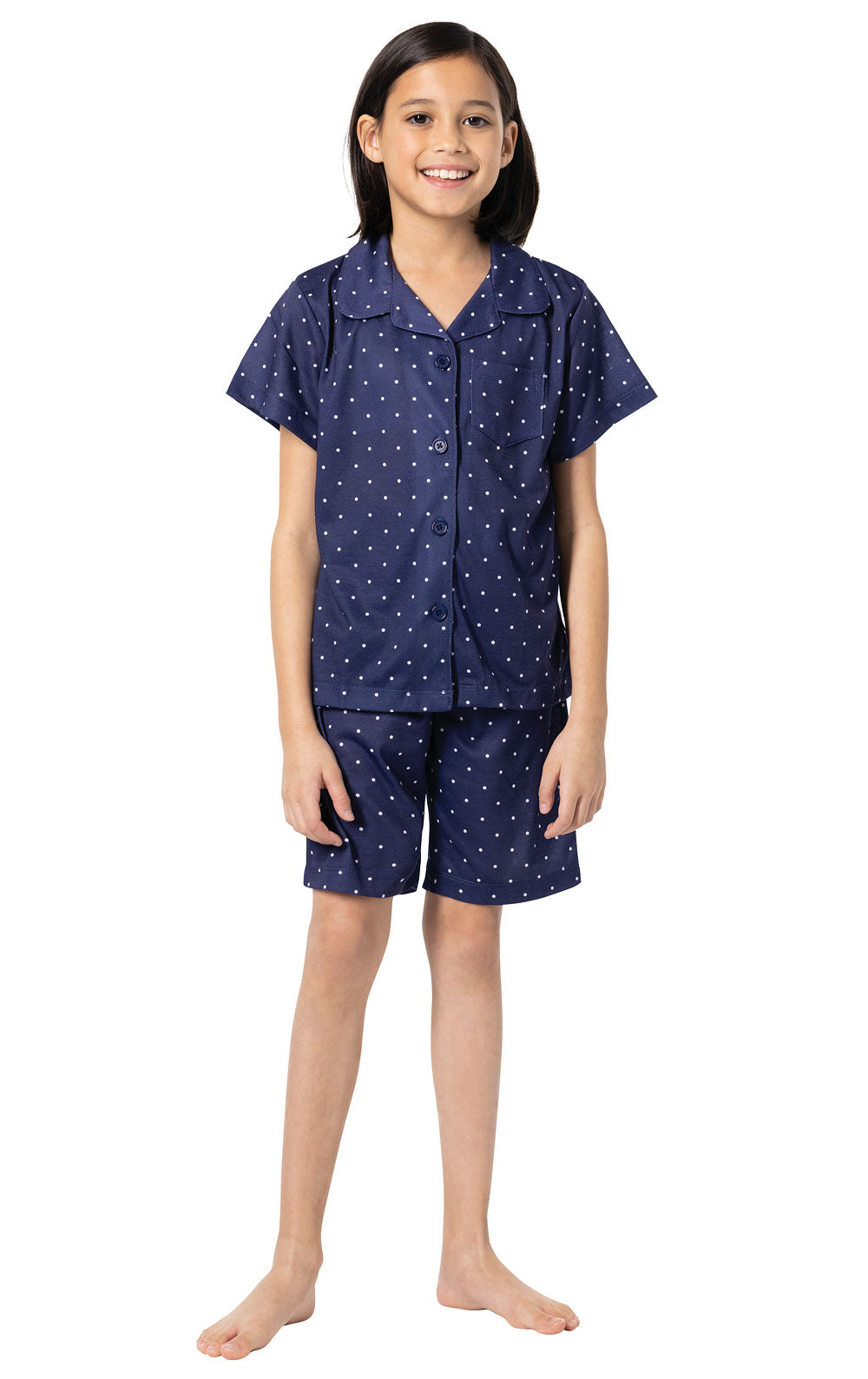 Short Sleeve Button-Front & Shorts Girls Pajamas