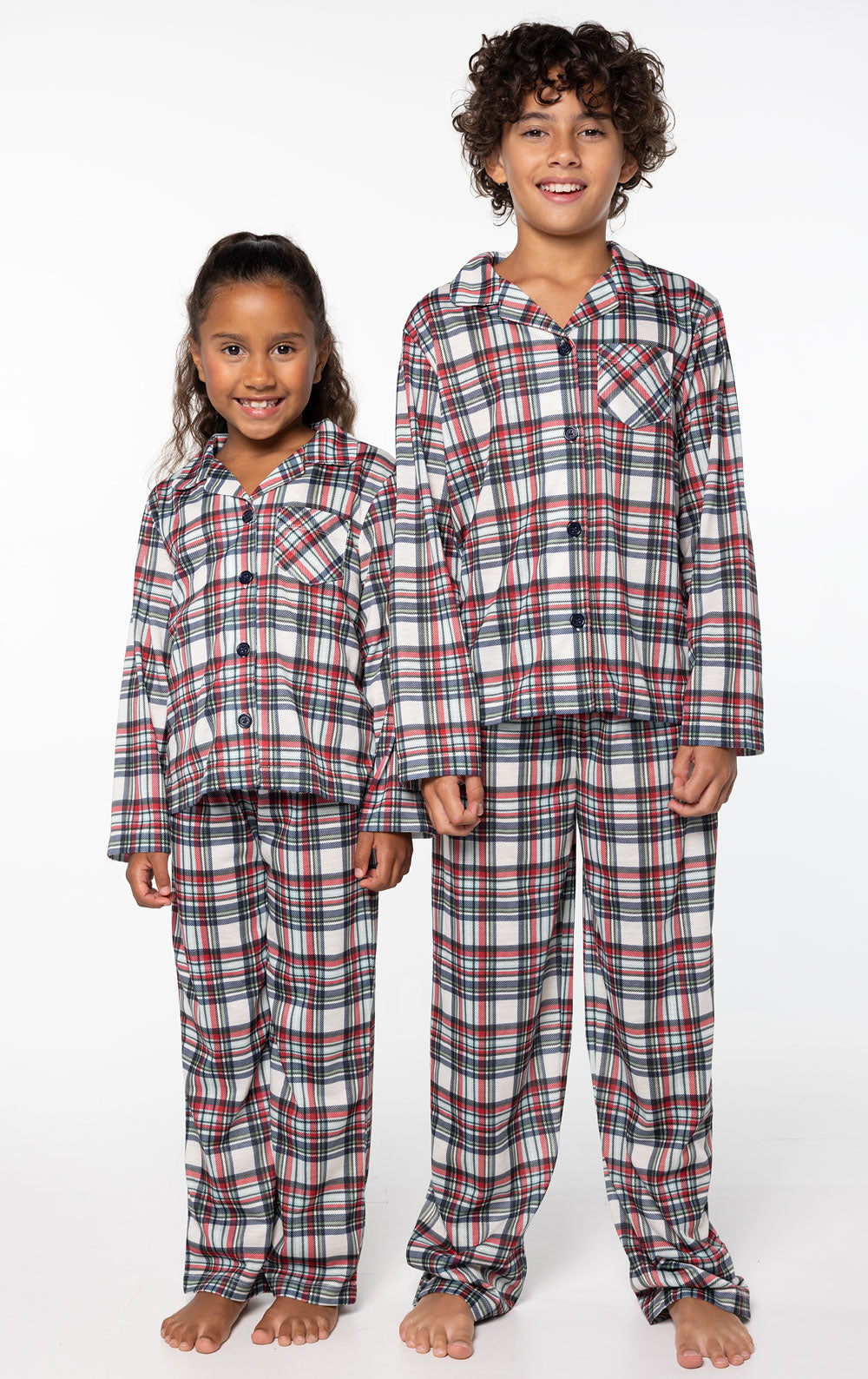 Hibernation Plaid Unisex Kid’s Button-Front Pajamas