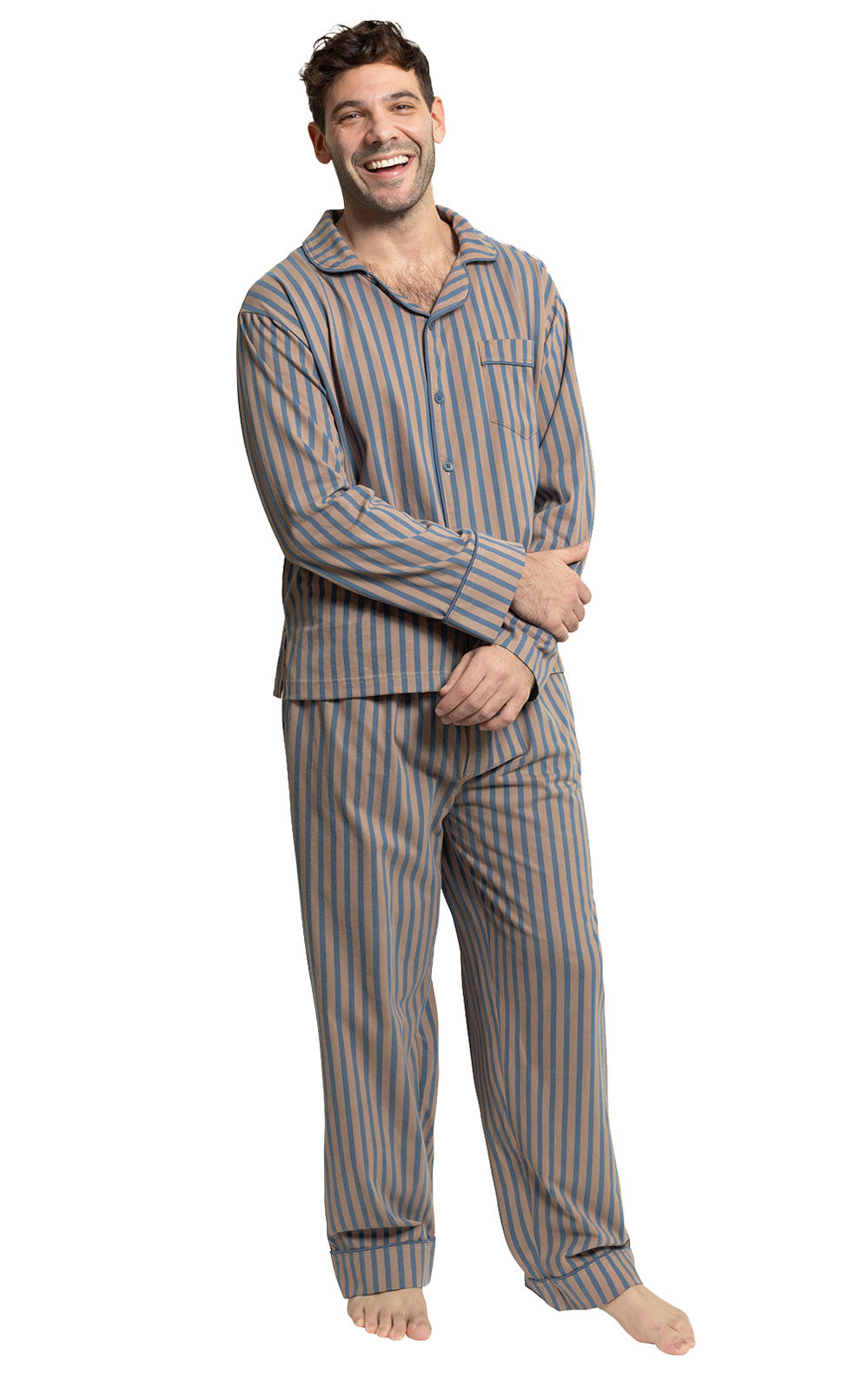 Men's Printed Long Sleeve Button-Front Pajamas