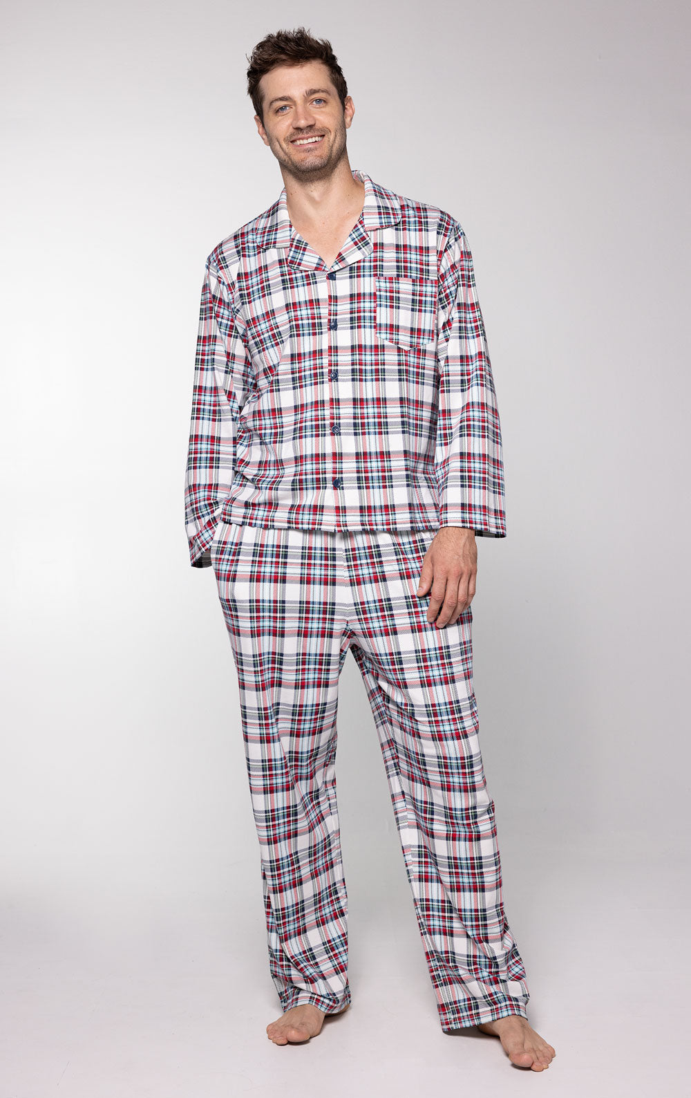 Hibernation Plaid Men’s Button-Front Pajamas