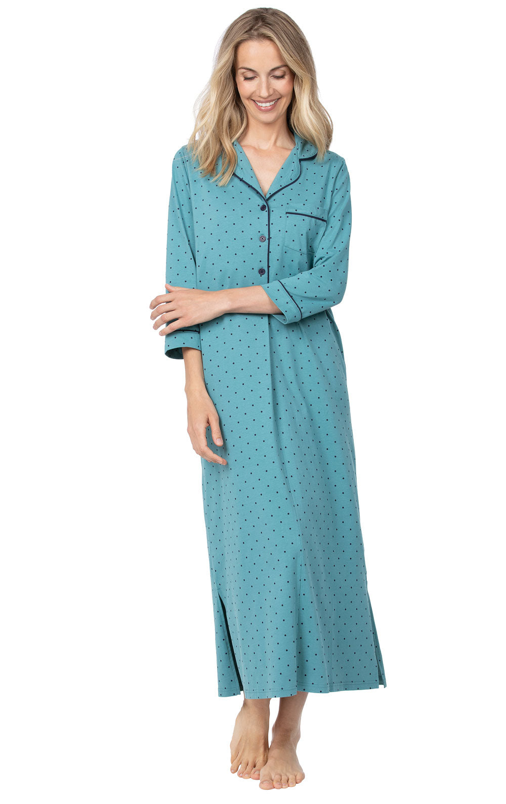 Classic Polka-Dot ¾ Sleeve Nightgown- Final Sale