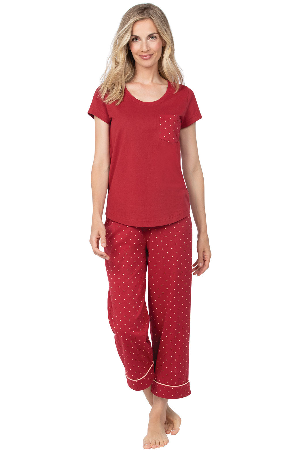 Classic Polka-Dot Pocket Tee Capri Pajamas