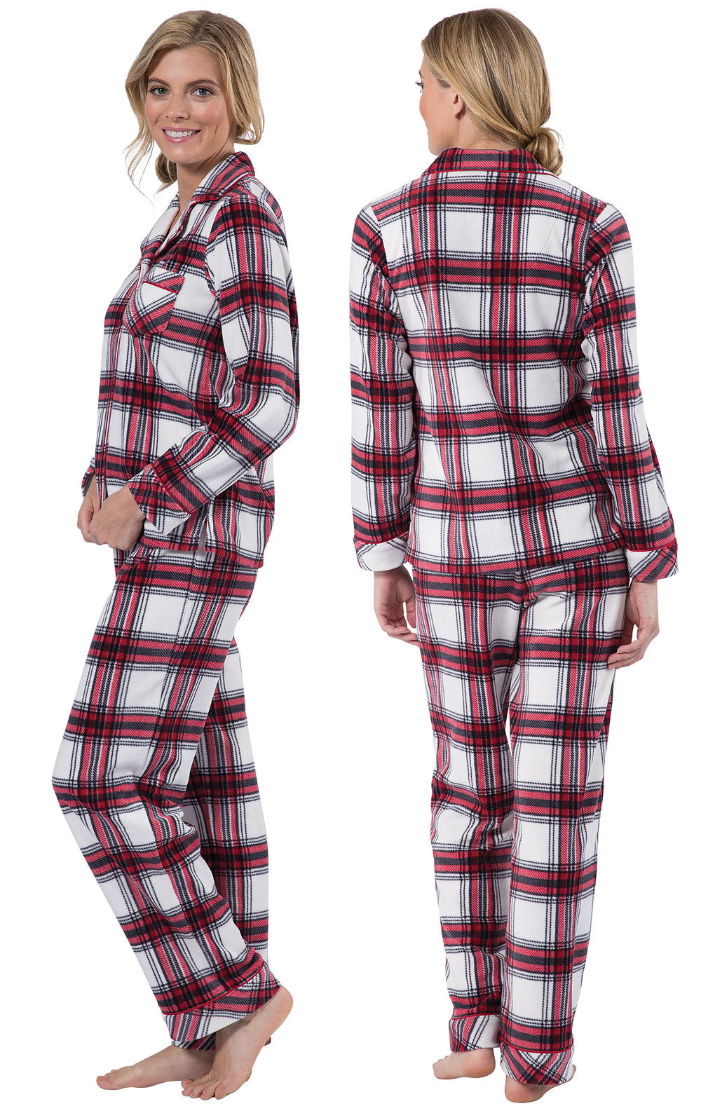 Fireside Plaid Fleece Button-Front Pajamas - Pet & Owner