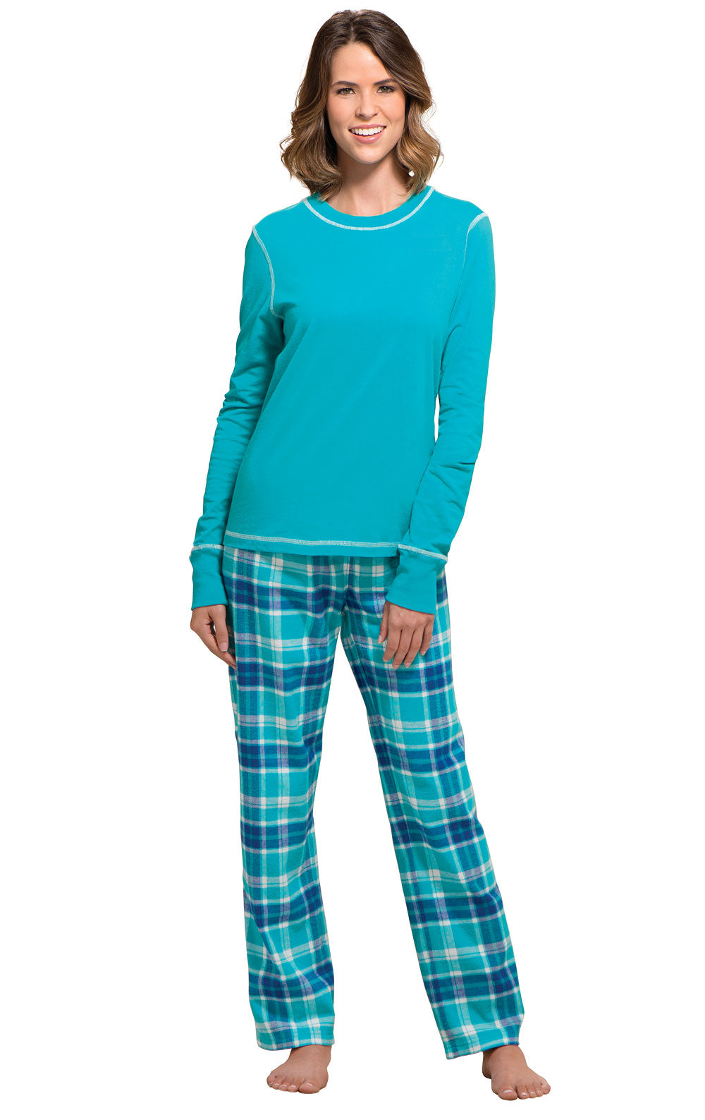 Bright Plaid Soft French Terry & Flannel Pajamas - Final Sale