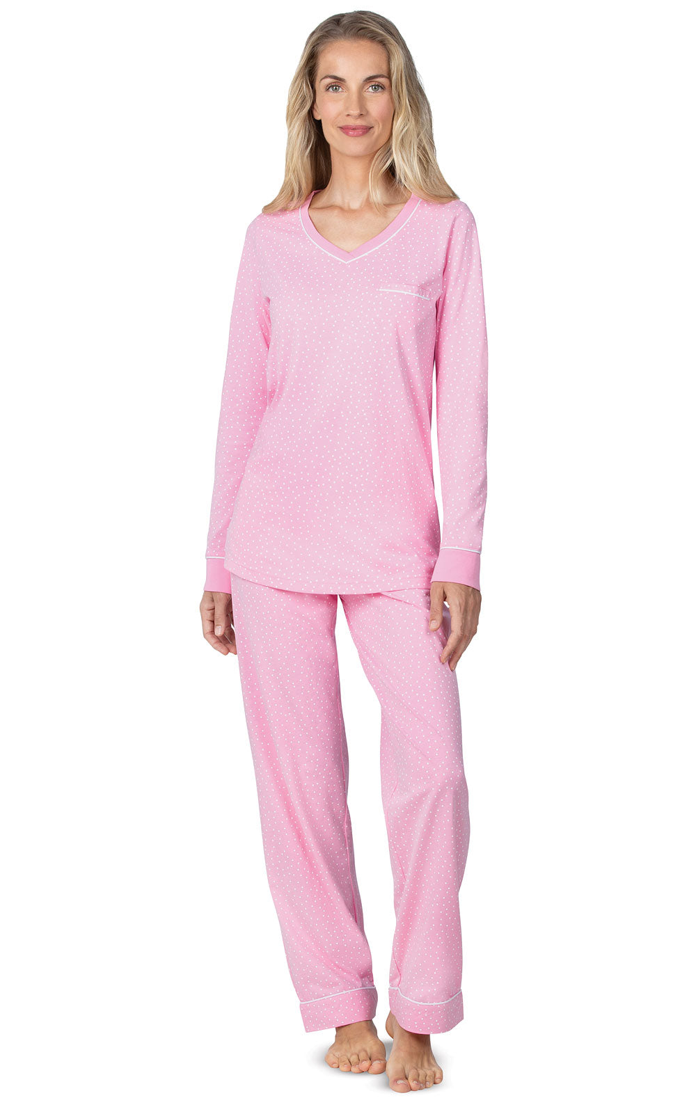 Classic Polka-Dot Pullover Pajamas - Pink