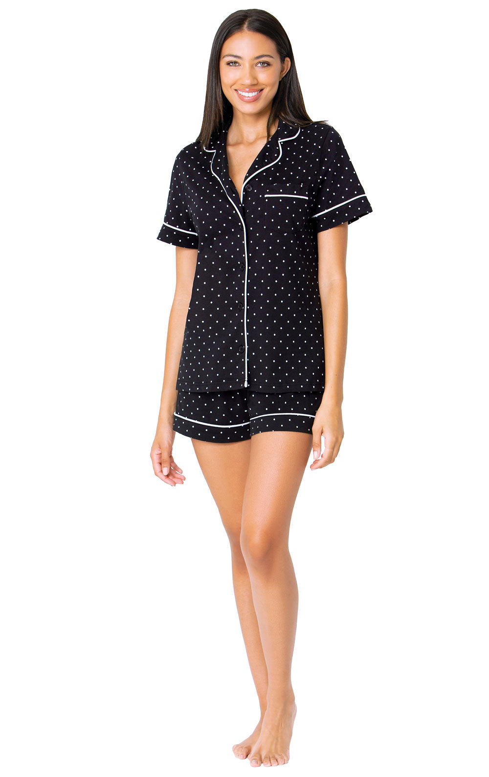 Classic Polka-Dot Button-Front Short Set