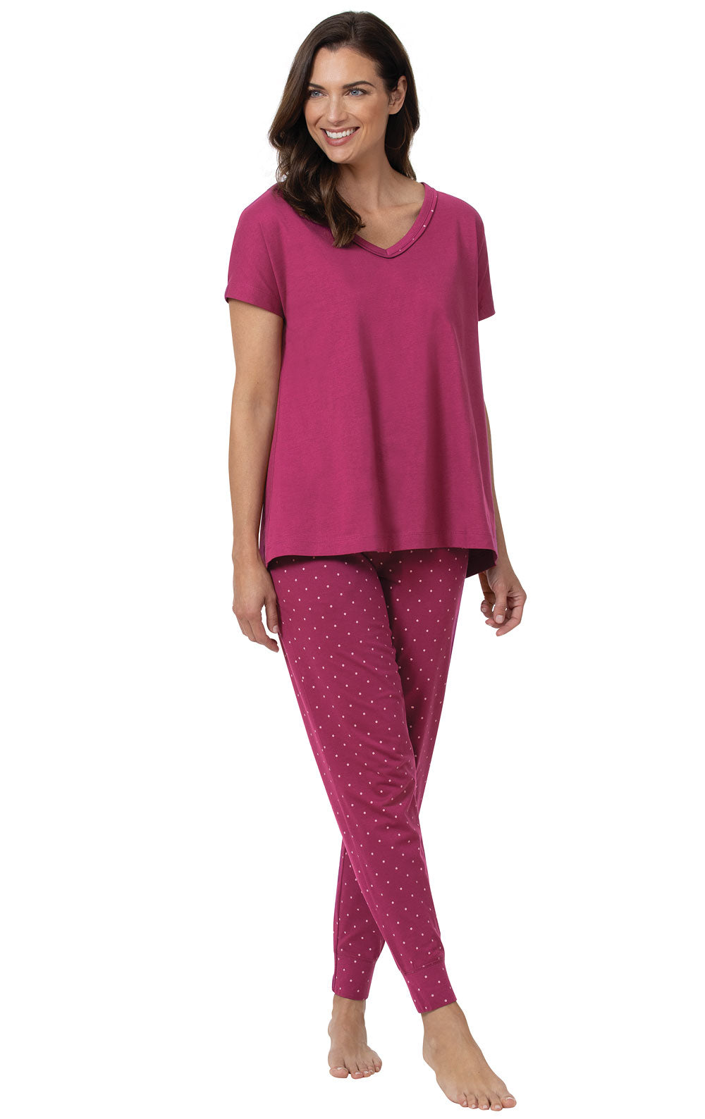 Classic Polka-Dot Dolman Sleeve Jogger Pajamas  - Final Sale
