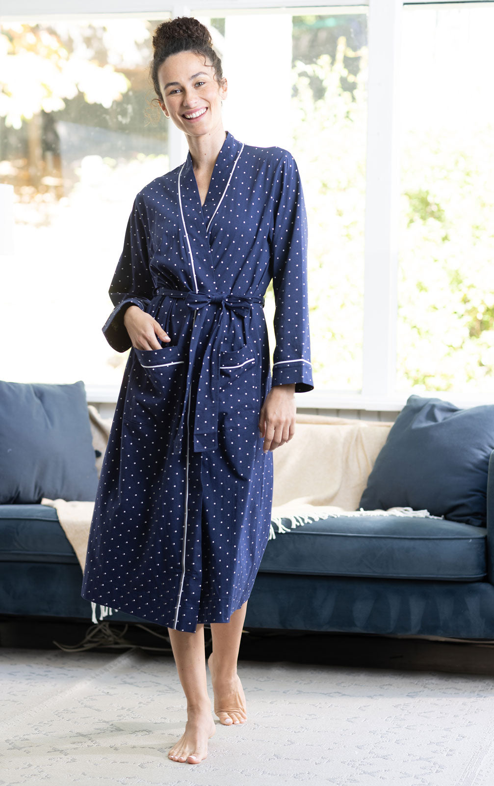 Classic Polka-Dot Mid-Length Robe