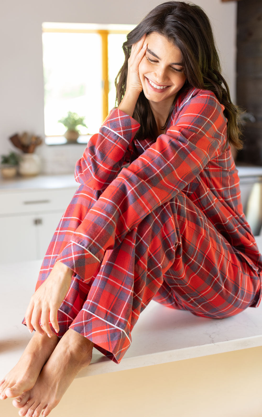 Flannel Button Front Nightshirt 1pc Womens Tartan Flannel