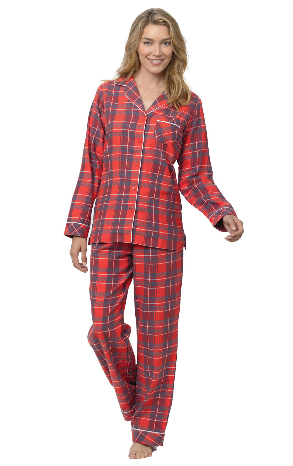 Paid Button Example Americana Plaid Button-Front Pajamas | Pajamagram