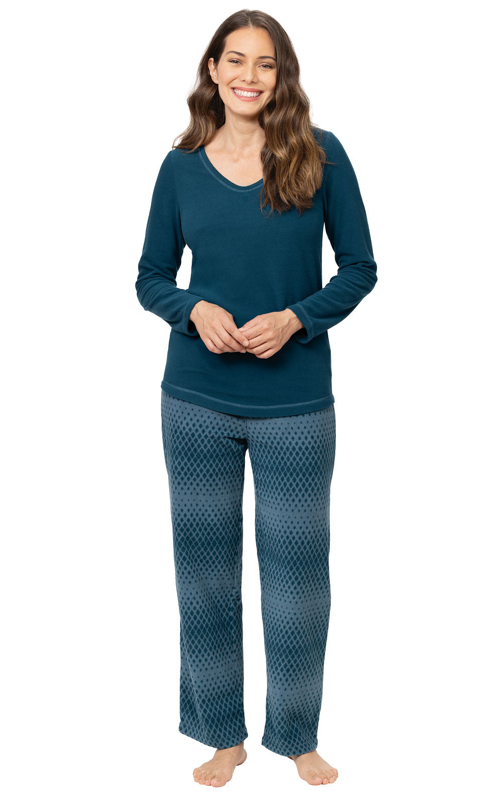 Lightweight Fleece Pullover Pajamas- Teal Ombre