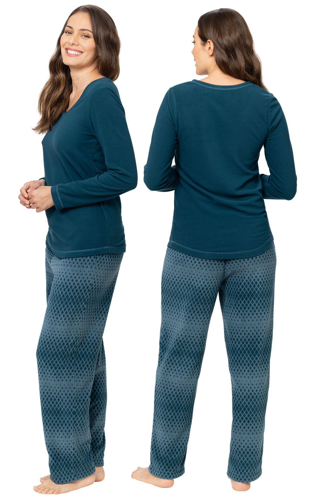 Lightweight Fleece Pullover Pajamas- Teal Ombre