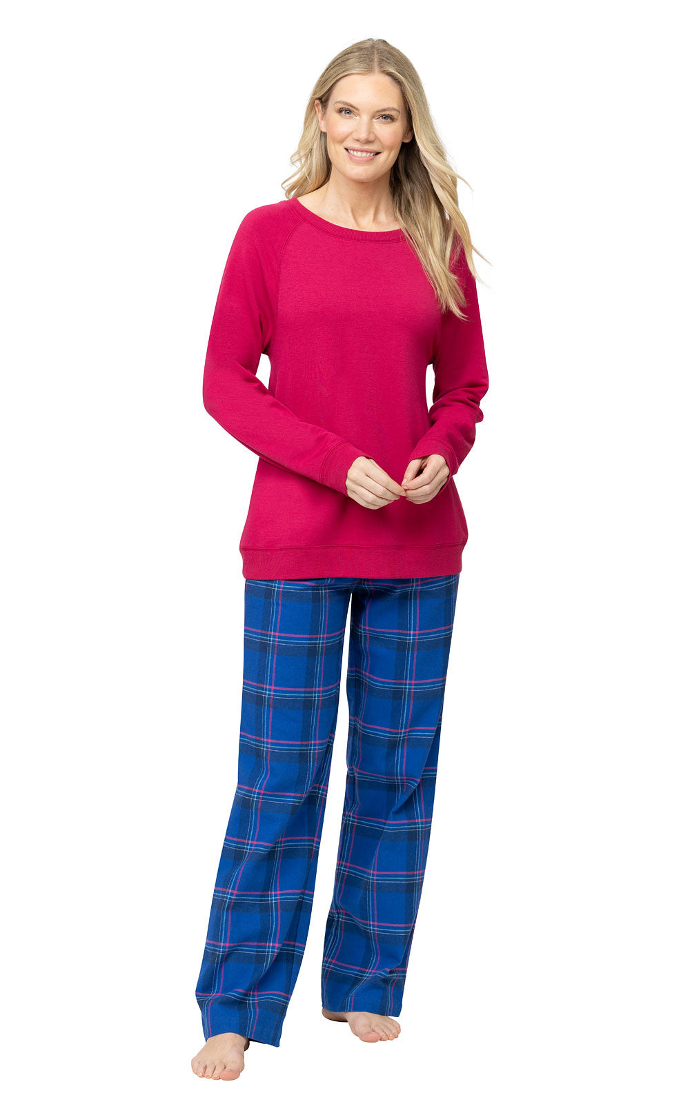 Indigo Plaid Soft French Terry & Flannel Pajamas