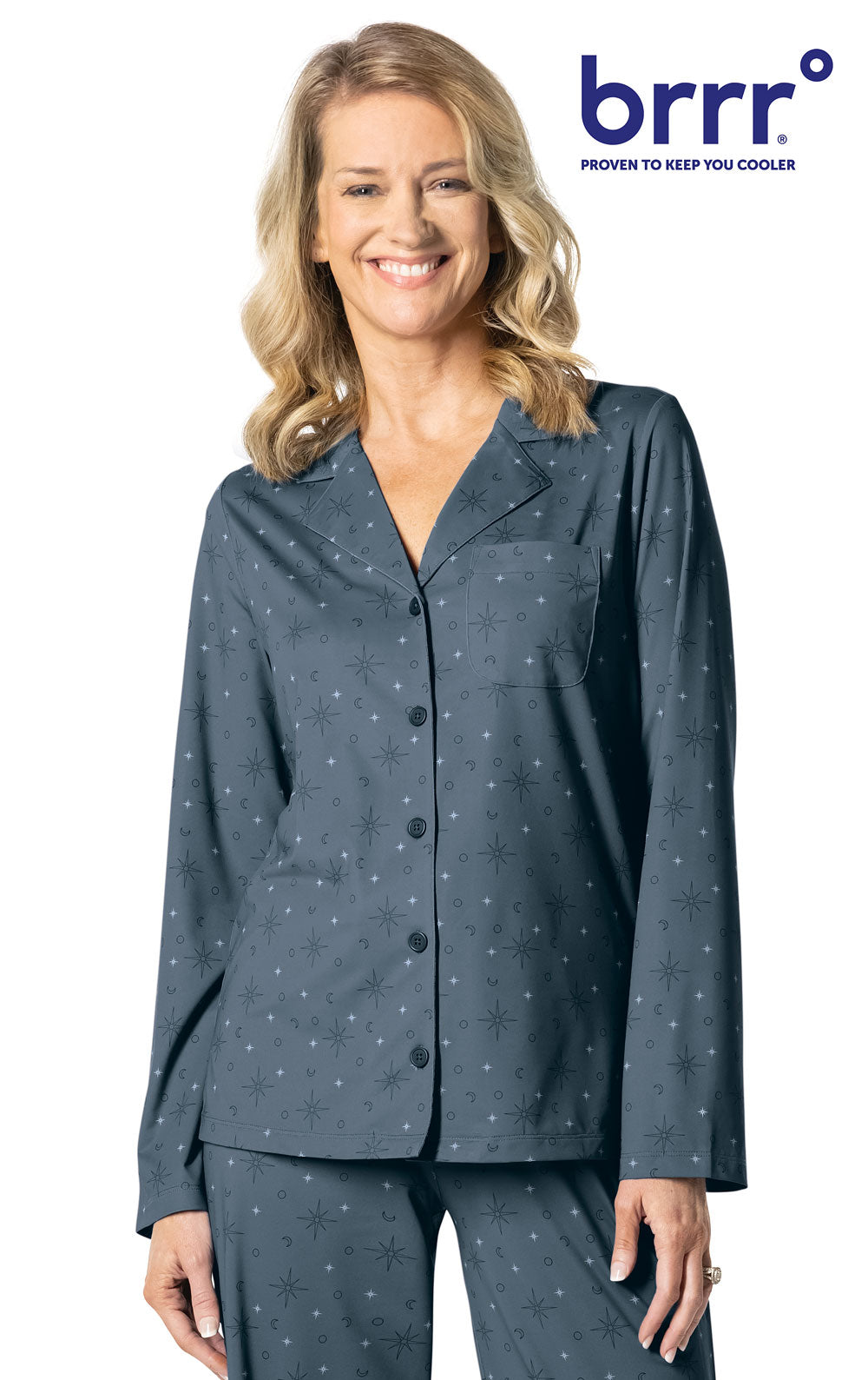 Button-Front Cooling Pajama Shirt