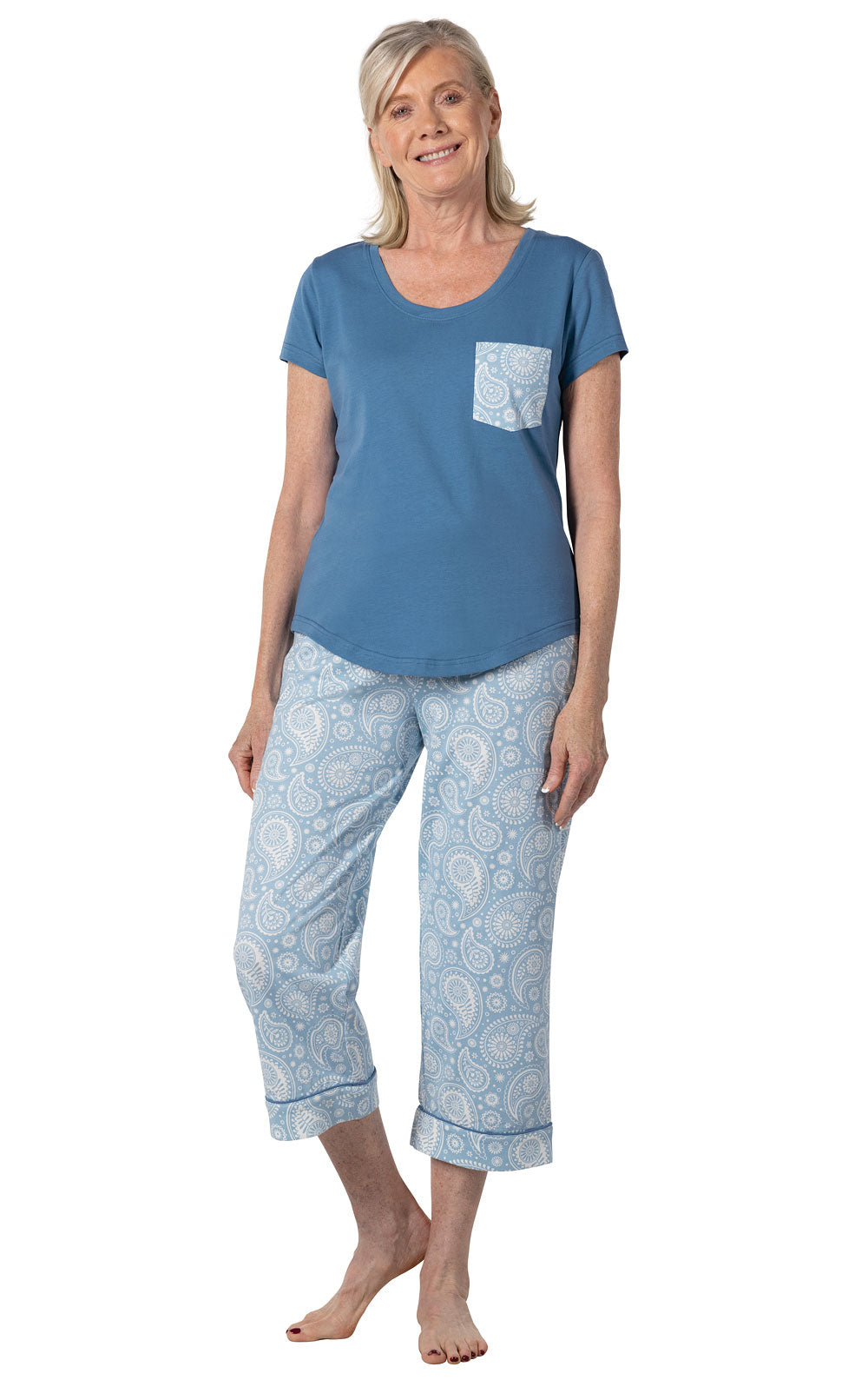 Blue Paisley Capri Pajamas