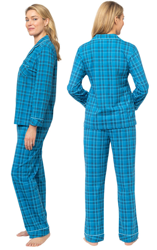 Plaid Jersey Button-Front Pajamas