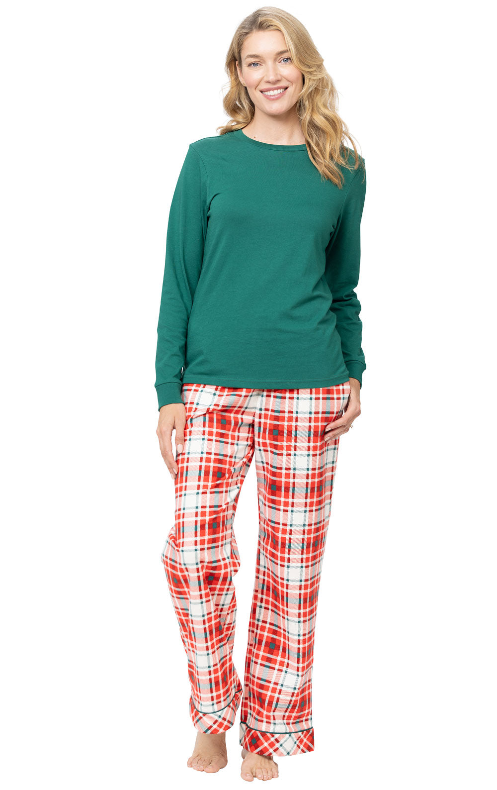 Modern Plaid Pullover Women's Pajamas - Pet & Owner