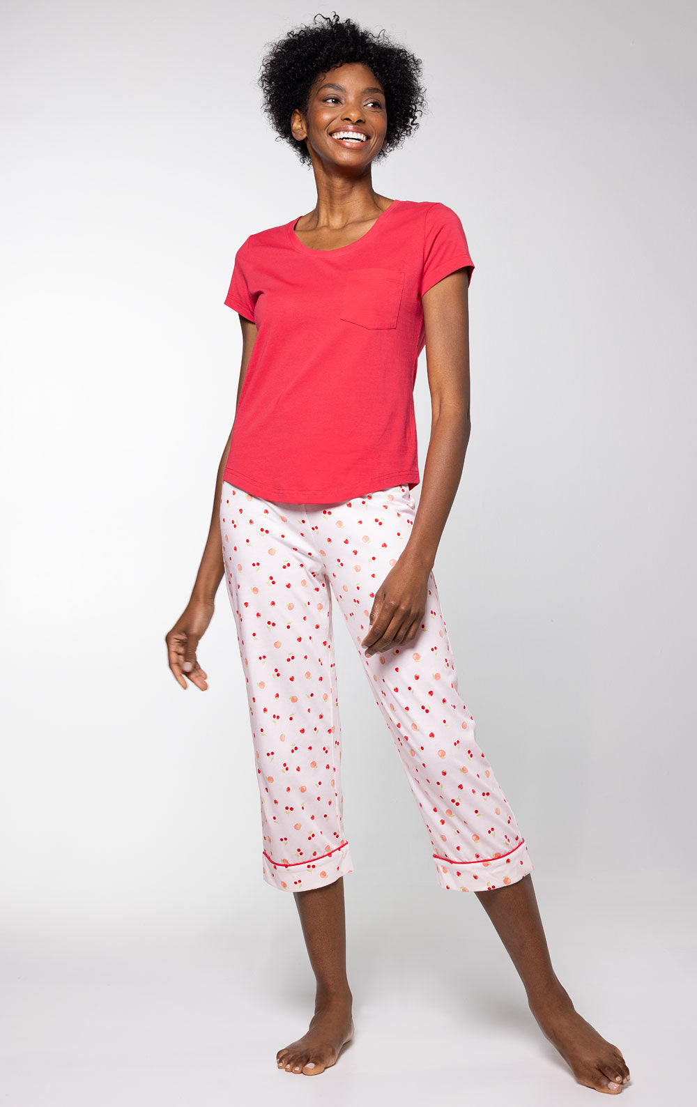 Ditsy Fruit Pocket Tee Capri Pajamas