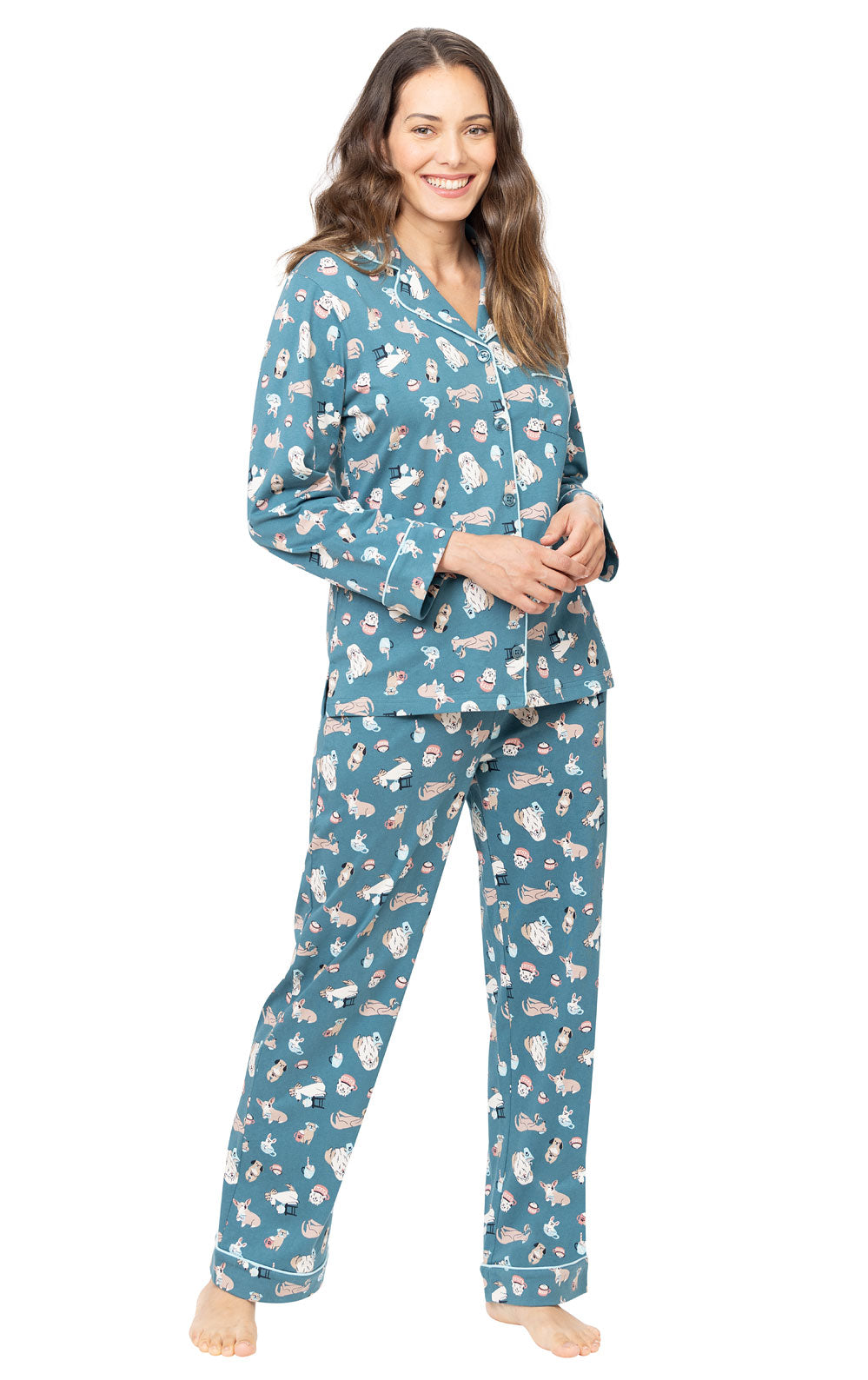 Coffee Dogs Button-Front Pajamas