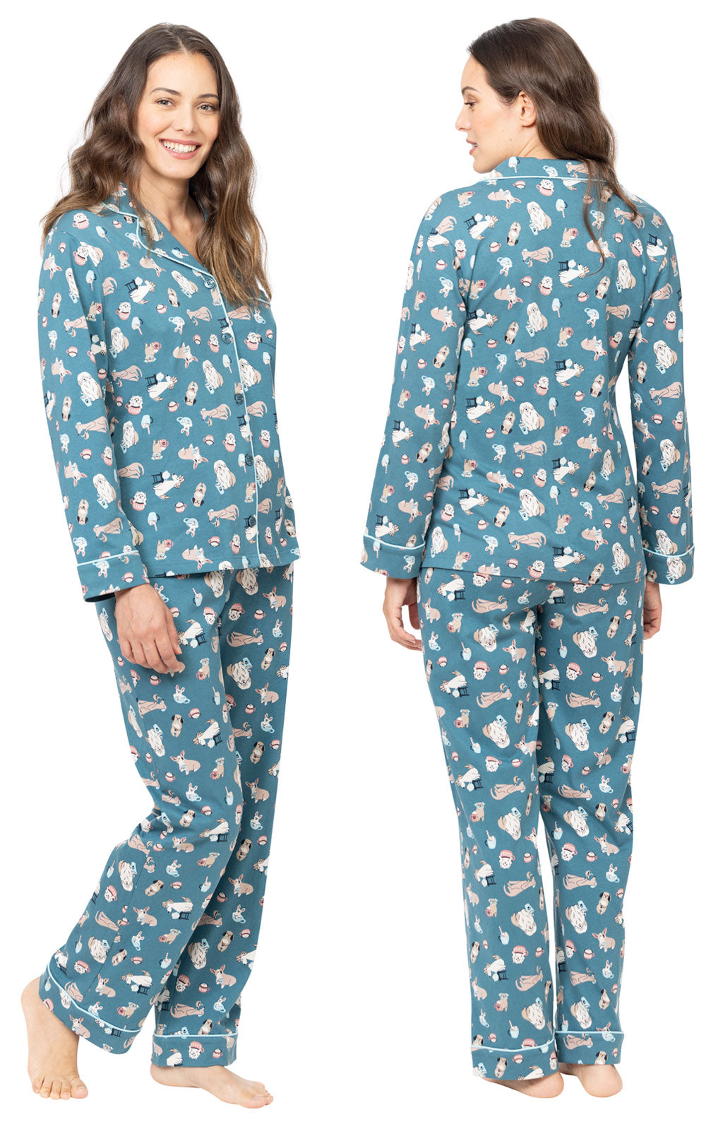 Coffee Dogs Button-Front Pajamas