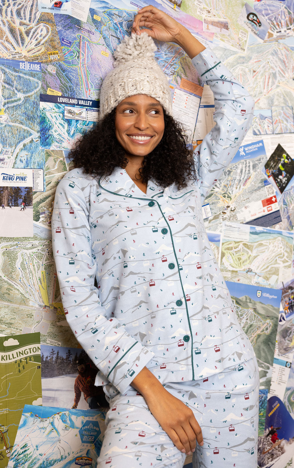 Apres Ski Button-Front Flannel Pajamas  