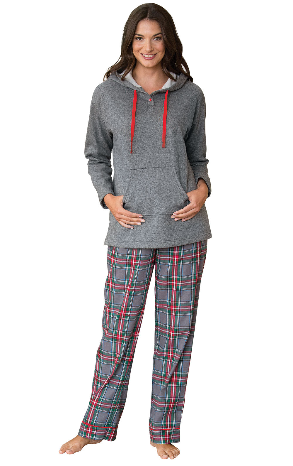 PajamaGram Plaid Couples Hoodie PJ Set - Flannel Pajamas With Hoodie Top, Sold Separately