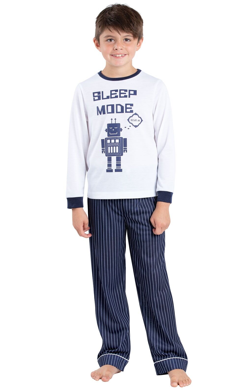 Boy's Navy Stripes Graphic Tee Pajamas