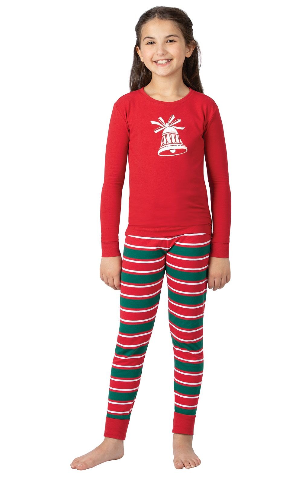 Girls Snug Fit Christmas Stripe Pajama Set