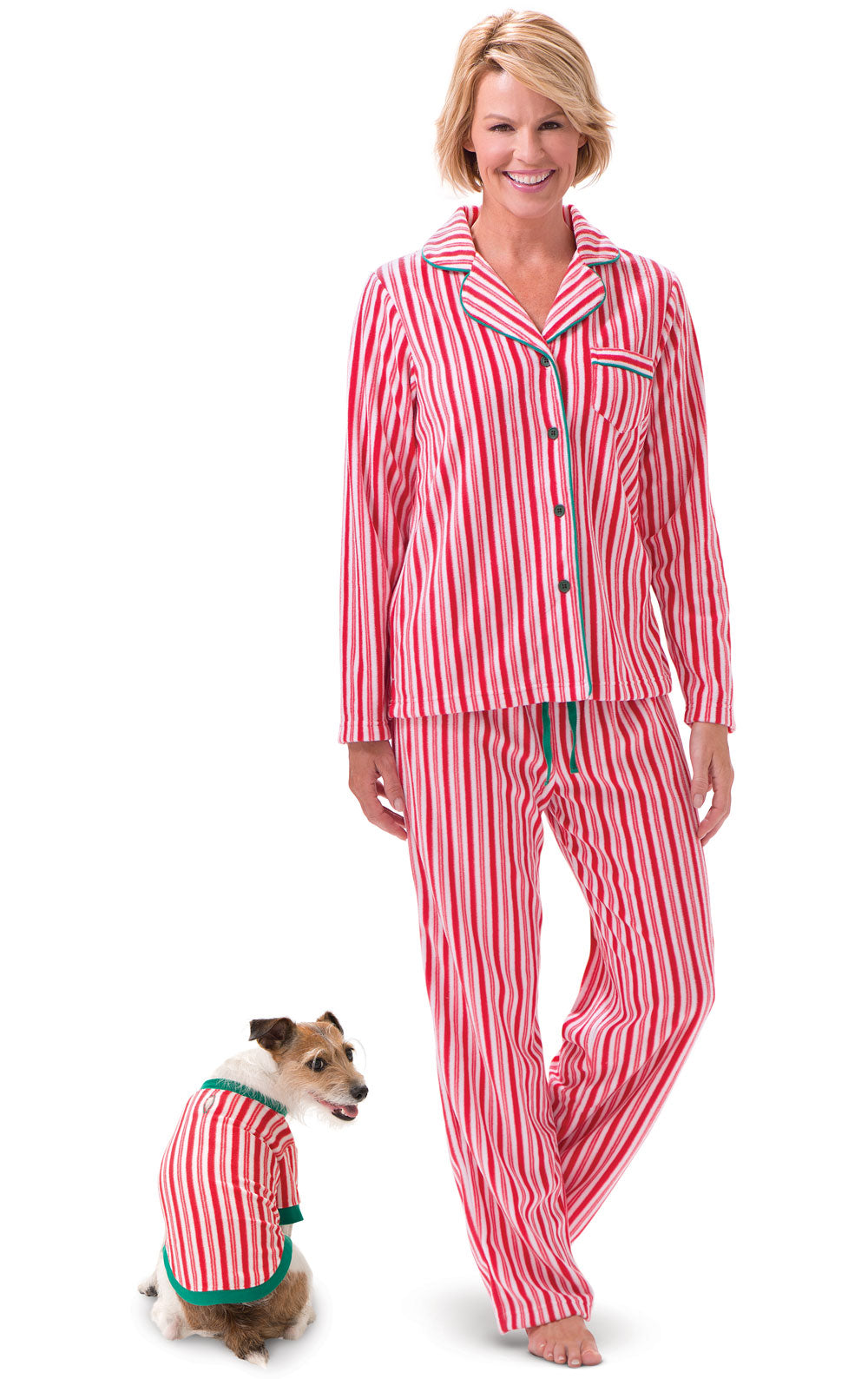 Candy Cane Fleece Pajamas for Pet & Owner