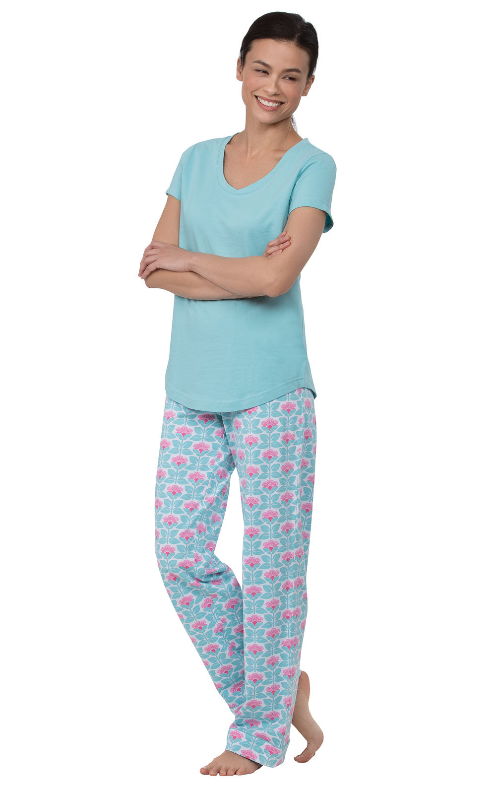 Short-Sleeve V-Neck Pajamas Floral