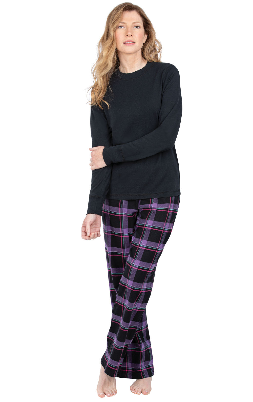 Blackberry Plaid Jersey-Top Flannel Pajamas