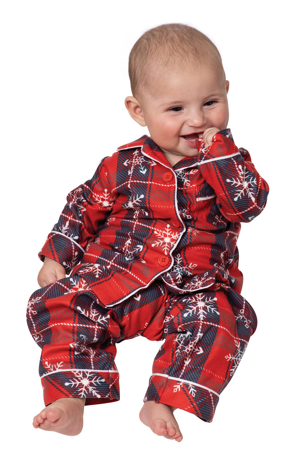 Red and Blue Plaid with Snowflakes Button-Front PJ - Infant