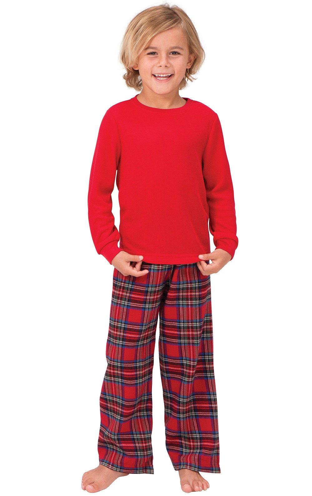 Stewart Plaid Thermal-Top Unisex Kids Pajamas - Family Set