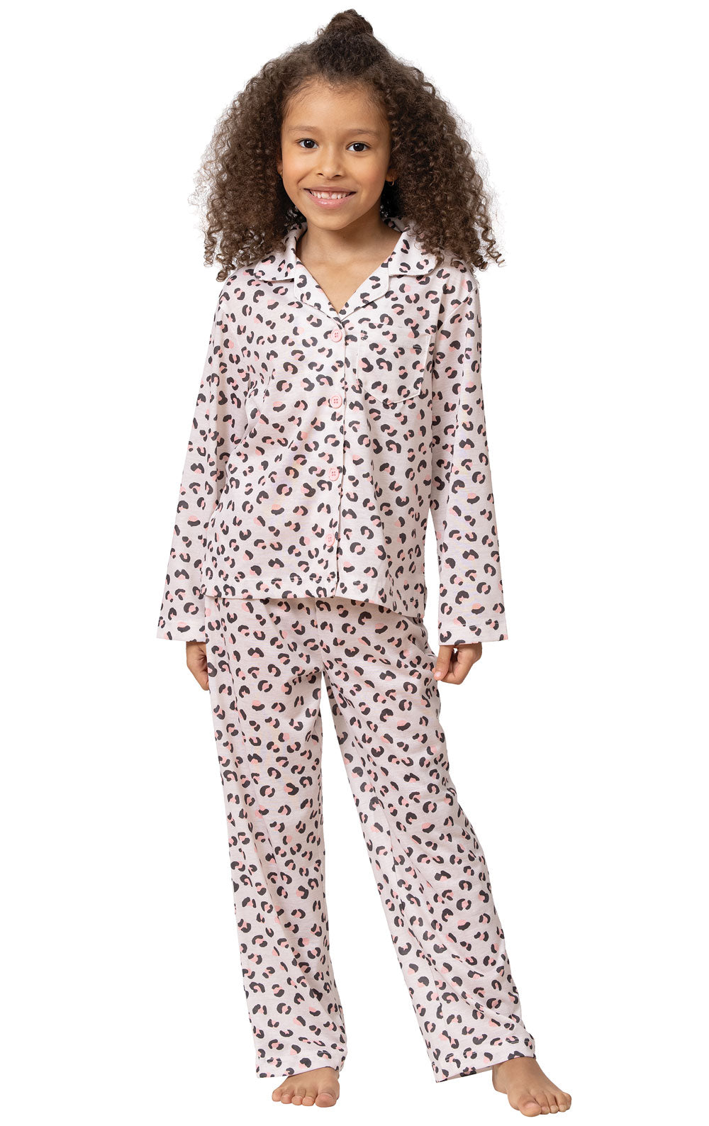 Long Sleeve Button-Front Girls Pajamas