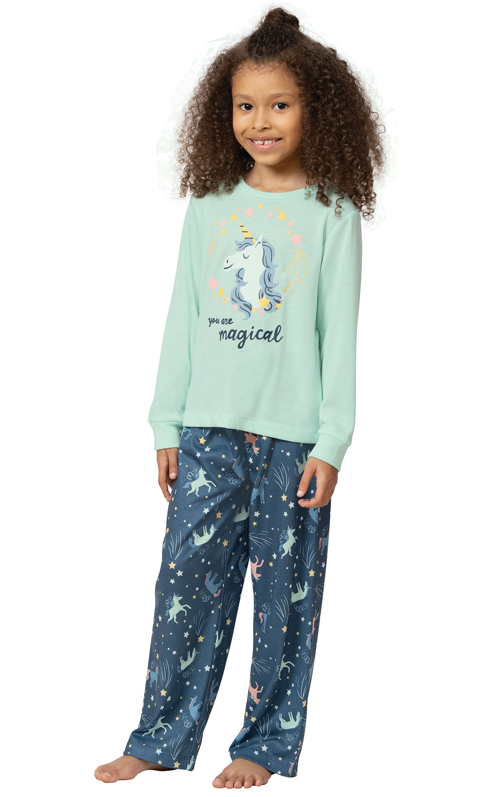 Long Sleeve Graphic Tee Girls Pajamas