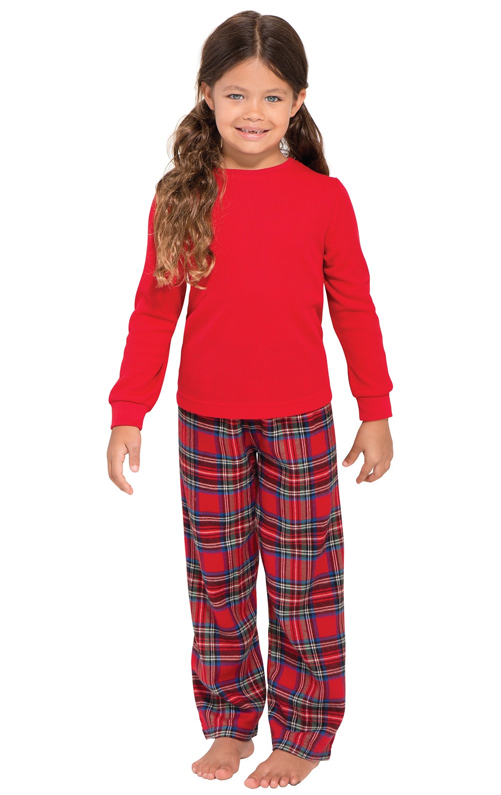 Stewart Plaid Thermal-Top Kids Pajamas - Girls